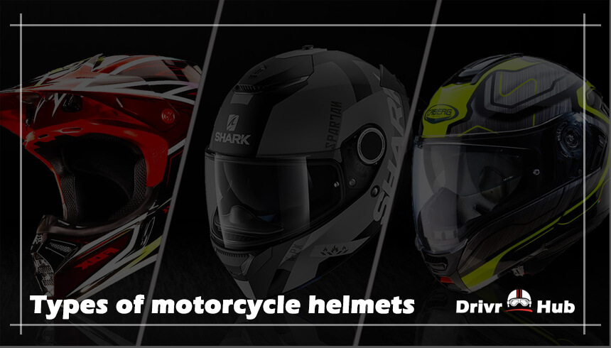 Types of motorcycle helmets.